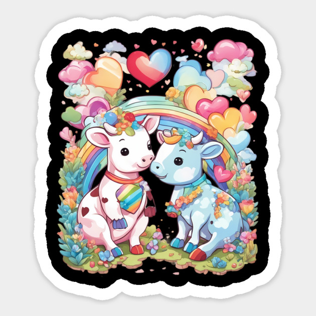 Rainbow Lover Cow Magnet by animegirlnft