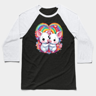 Love Rainbow Baby Pig Baseball T-Shirt