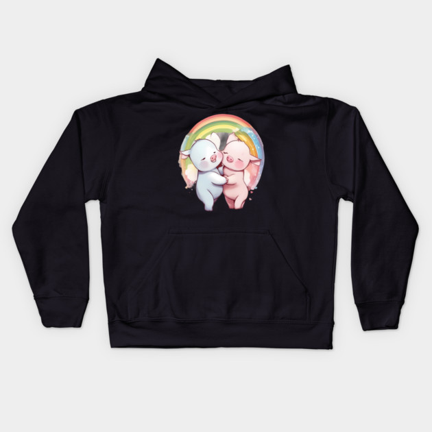 Best Friends Forever Pig Kids Hoodie by animegirlnft