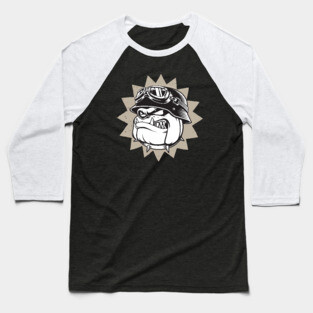 Rebel Bulldog Motorcycle Design Baseball T-Shirt