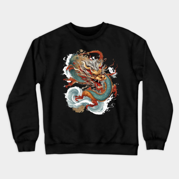 Chinese Dragon Art Crewneck Sweatshirt by animegirlnft