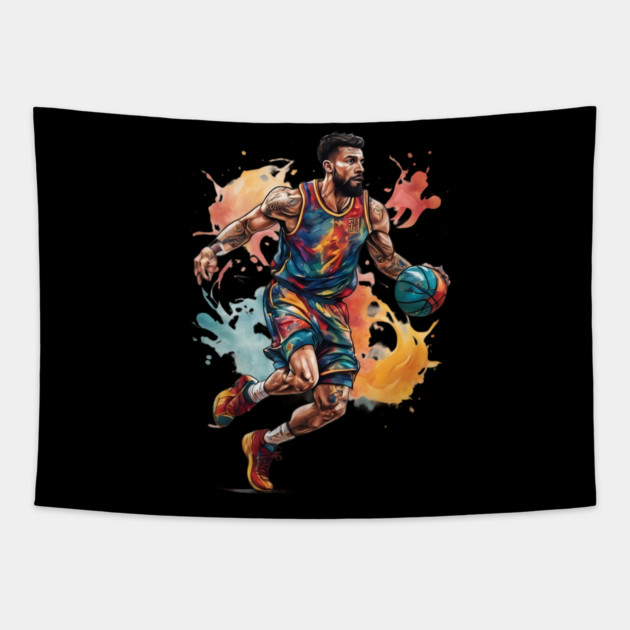 Basketball Art Tapestry by animegirlnft