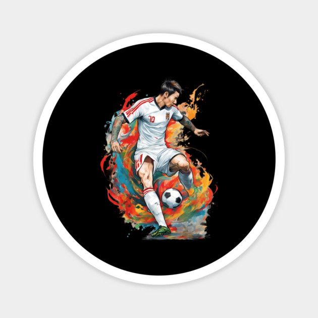 Asian Football Soccer Magnet by animegirlnft