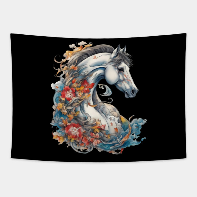 Horse Tattoo Tapestry by animegirlnft