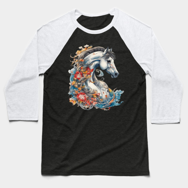 Horse Tattoo Baseball T-Shirt by animegirlnft