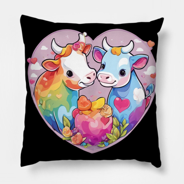 I Love Cow Pillow by animegirlnft
