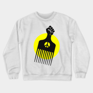 Black Fist Afro Pick, yellow sun Crewneck Sweatshirt