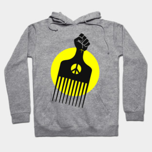 Black Fist Afro Pick, yellow sun Hoodie
