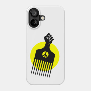 Black Fist Afro Pick, yellow sun Phone Case