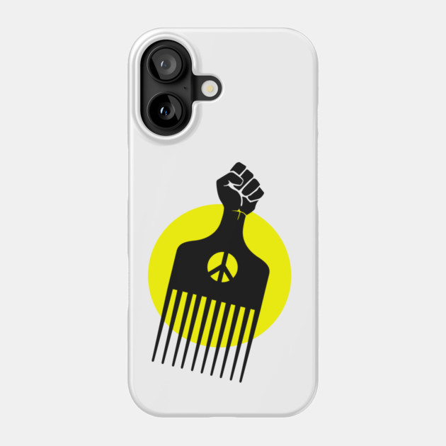 Black Fist Afro Pick, yellow sun Phone Case by UrbanLifeApparel