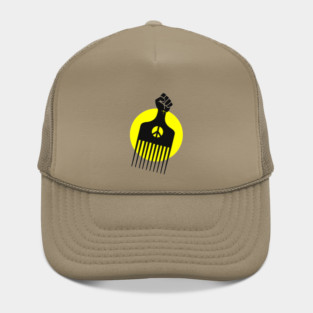 Black Fist Afro Pick, yellow sun Hat