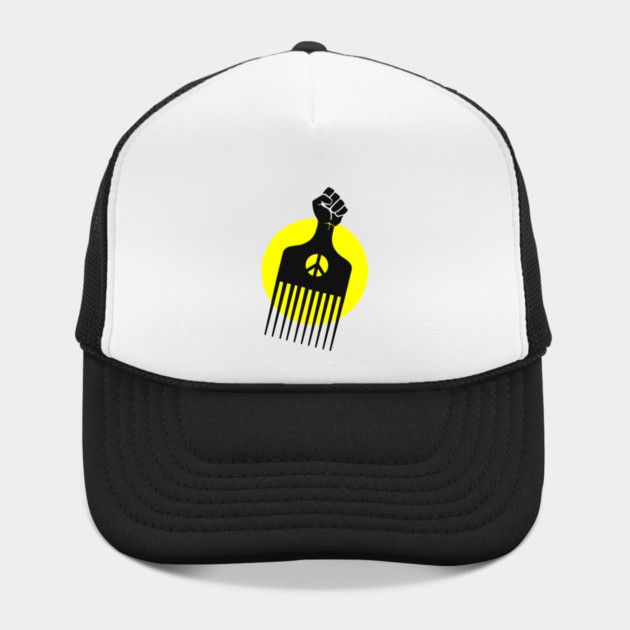 Black Fist Afro Pick, yellow sun by UrbanLifeApparel