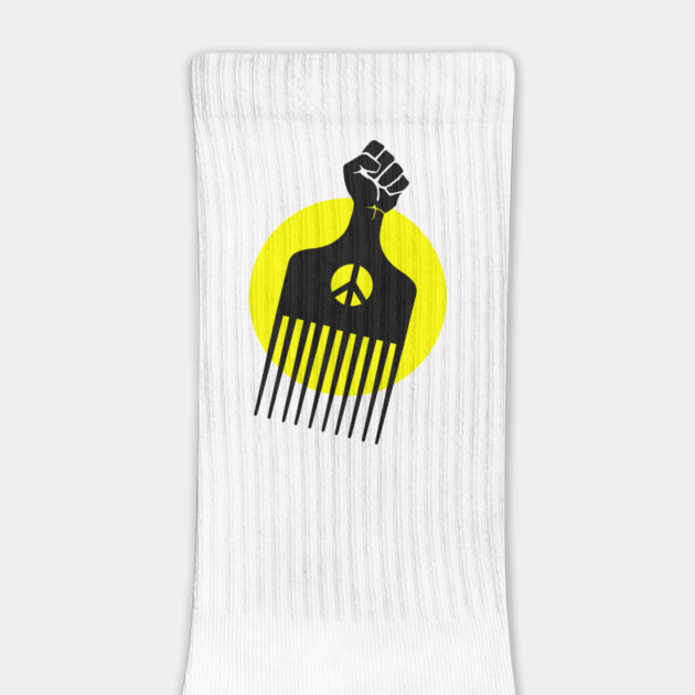 Black Fist Afro Pick, yellow sun by UrbanLifeApparel