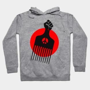 Black Fist Afro Pick, Red sun Hoodie