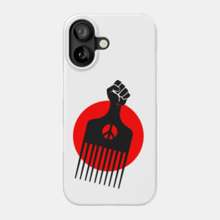 Black Fist Afro Pick, Red sun Phone Case