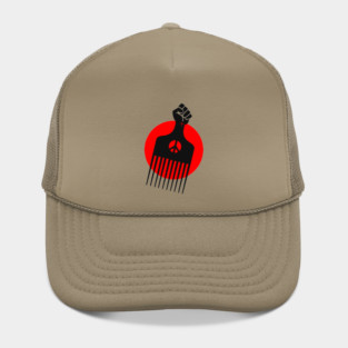 Black Fist Afro Pick, Red sun Hat