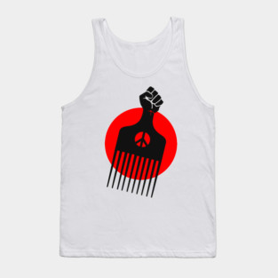 Black Fist Afro Pick, Red sun Tank Top