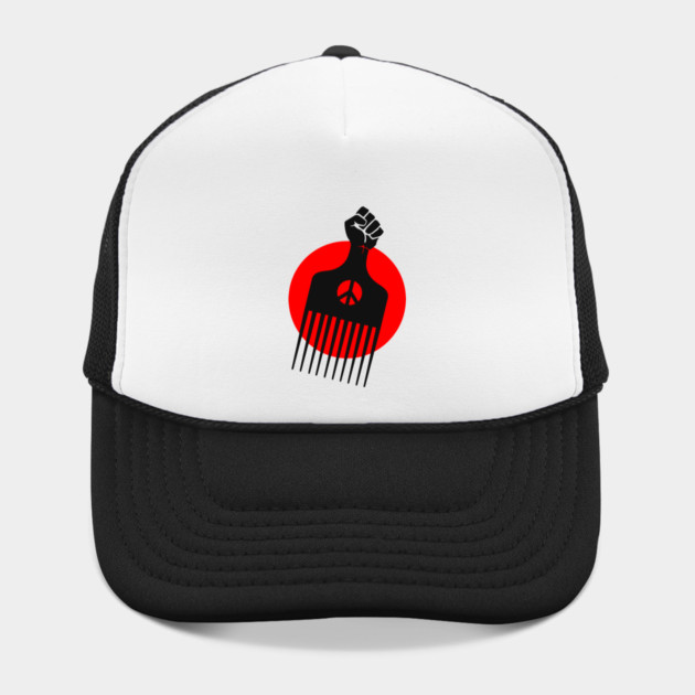 Black Fist Afro Pick, Red sun by UrbanLifeApparel
