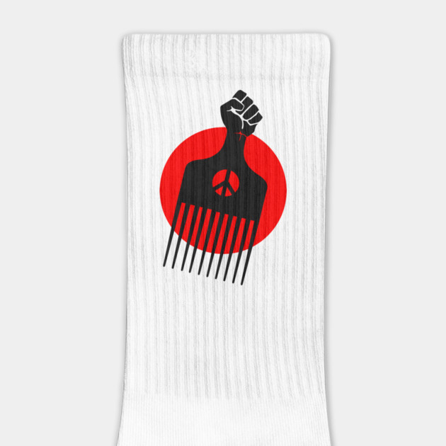 Black Fist Afro Pick, Red sun by UrbanLifeApparel