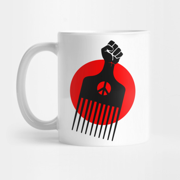 Black Fist Afro Pick, Red sun by UrbanLifeApparel