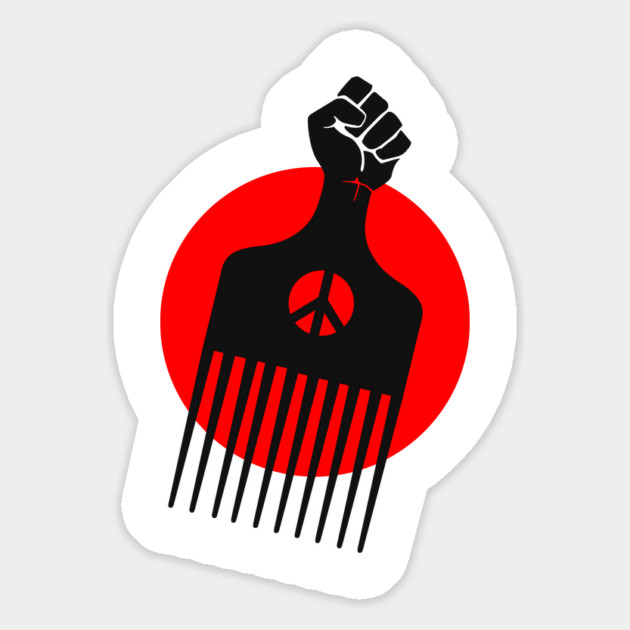 Black Fist Afro Pick, Red sun Magnet by UrbanLifeApparel