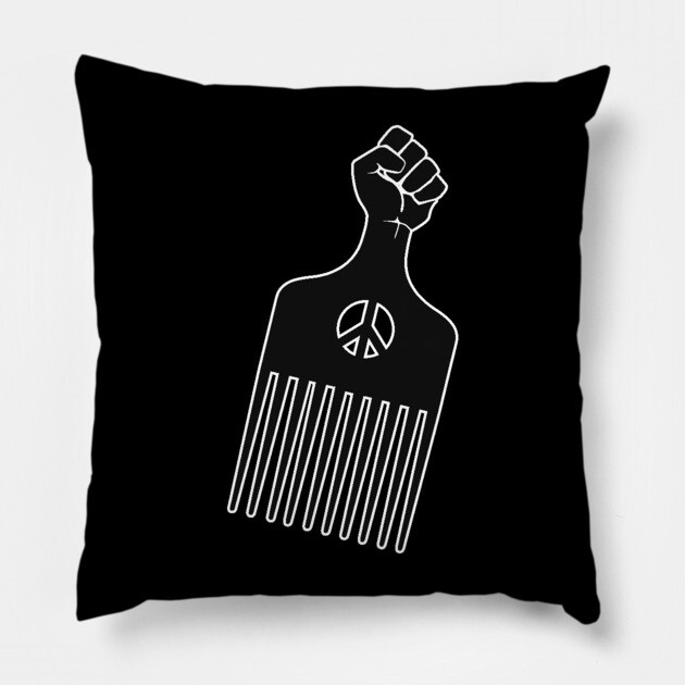 Afro Pick, Black Fist Afro Pick Pillow by UrbanLifeApparel
