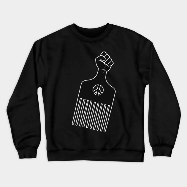 Afro Pick, Black Fist Afro Pick Crewneck Sweatshirt by UrbanLifeApparel