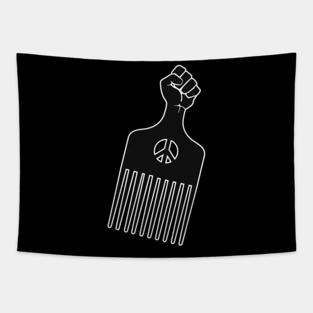 Afro Pick, Black Fist Afro Pick Tapestry by UrbanLifeApparel