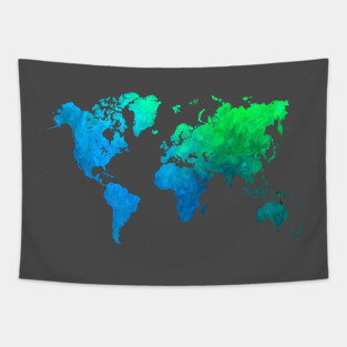 world map green blue #worldmap #map Tapestry