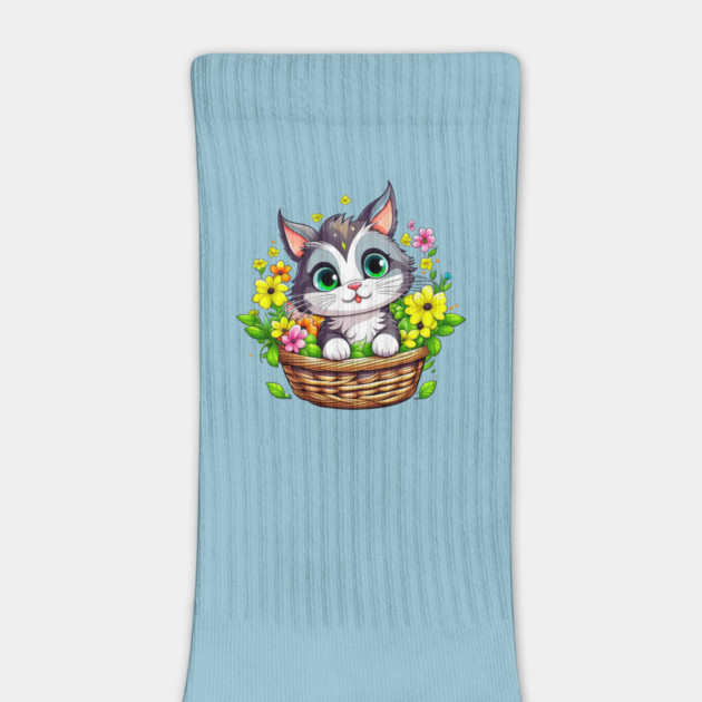 Spring Easter Cute Cat in Flowers by HolidayBug