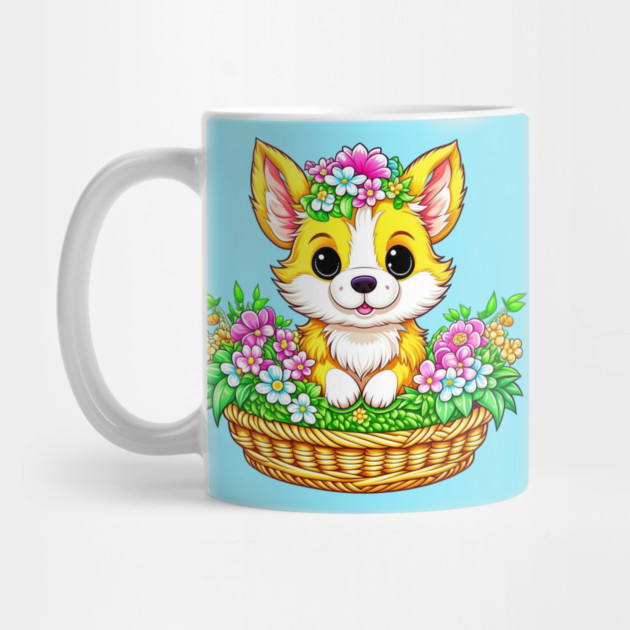 Spring Easter Cute Dog in Flowers by HolidayBug