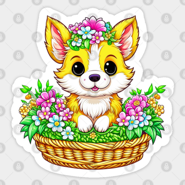 Spring Easter Cute Dog in Flowers Sticker by HolidayBug