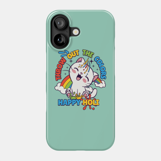 Happy Holi Cat Phone Case by HolidayBug
