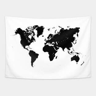 world map black #map #worldmap Tapestry