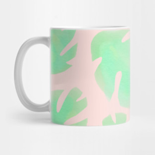 Pink and Green Monstera Leaf Mug