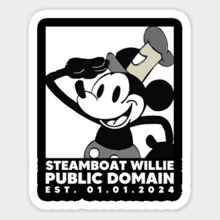 Steamboat Willie. Public Domain Est. 01.01.2024 - 3 Sticker