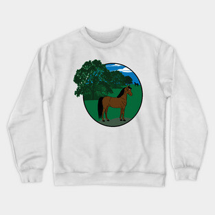 A Morgan in a field of Oaks Crewneck Sweatshirt