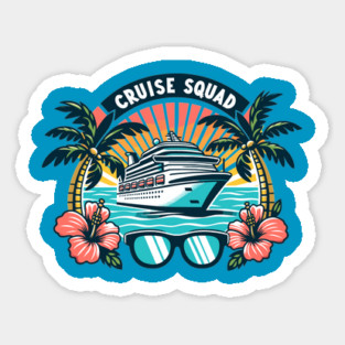 Cruise Squad - Tropical Cruise Ship & Sunset Design Magnet