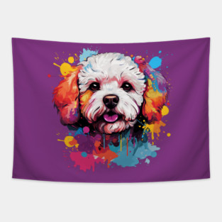 Colorful Bichon Frise Tapestry