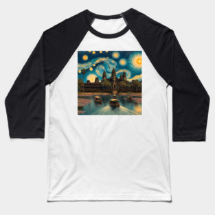 Angkor Wat, Cambodia, in the style of Vincent van Gogh's Starry Night Baseball T-Shirt