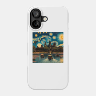 Angkor Wat, Cambodia, in the style of Vincent van Gogh's Starry Night Phone Case