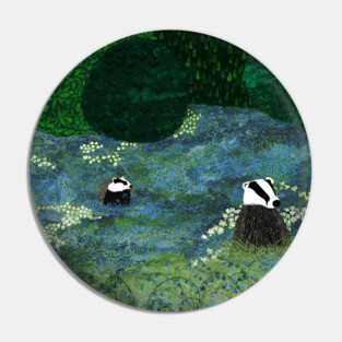 Badgers in Bluebells Pin