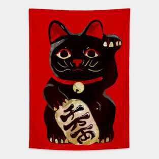 Lucky Black Cat Tapestry