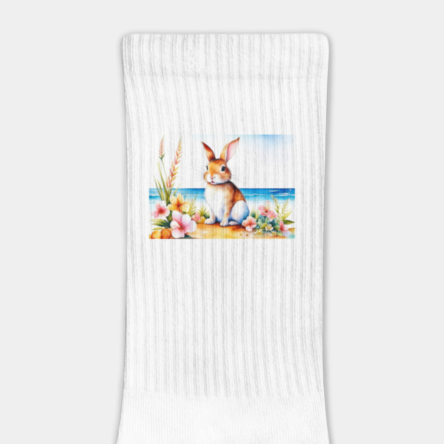 Watercolor Easter Bunny Beach by HolidayBug