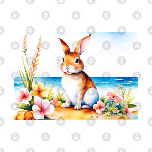 Watercolor Easter Bunny Beach by HolidayBug