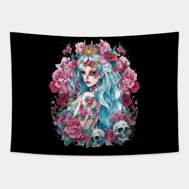 Zombie Girl Tapestry by animegirlnft