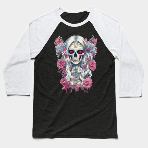 Skull Zombie Baseball T-Shirt by animegirlnft