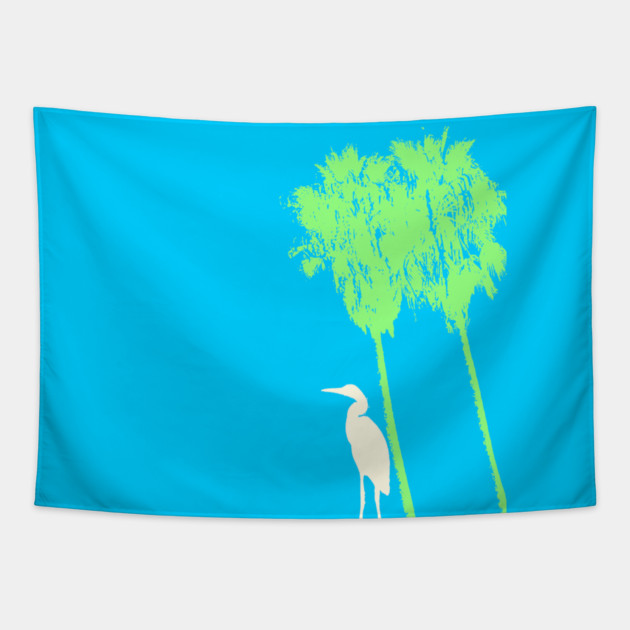 Heron and Palm Trees Tapestry by DonWillisJrArt