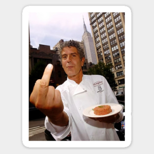 Anthony Bourdain middle finger Sticker