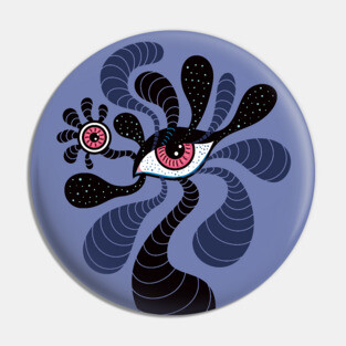 Psychedelic Hypnotic Art Creepy Double Pink Eye Pin